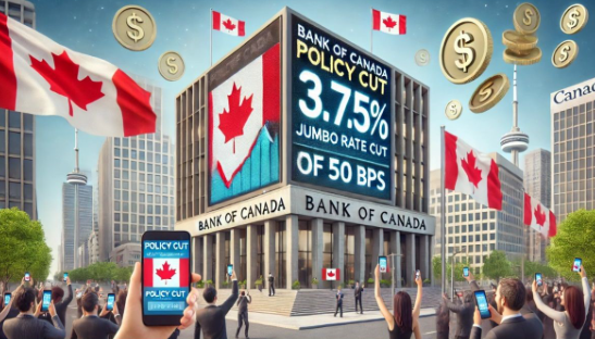Bank of Canada Cuts Policy Rate By 50 BPs October 23,2024
